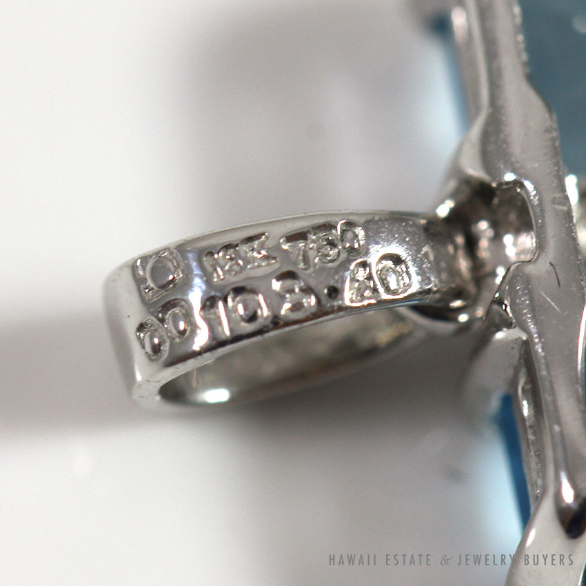 SKY BLUE TOPAZ & DIAMOND 18K WHITE GOLD EARRINGS & PENDANT SET - Image 3