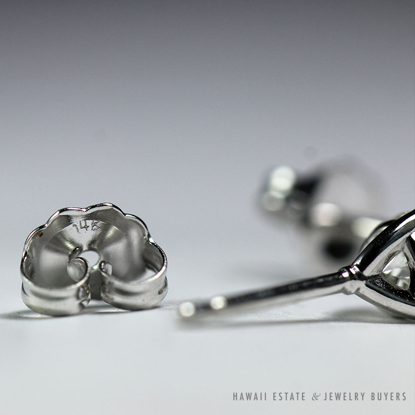 0.70CTW ROUND DIAMOND 14K WHITE GOLD STUD EARRINGS - Image 3