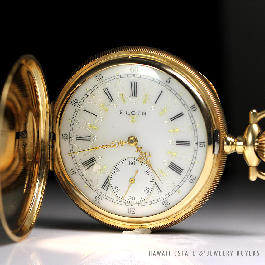 ANTIQUE HUNTER'S CASE ELGIN 14K YELLOW GOLD POCKET WATCH W/ PAPER APPRAISAL