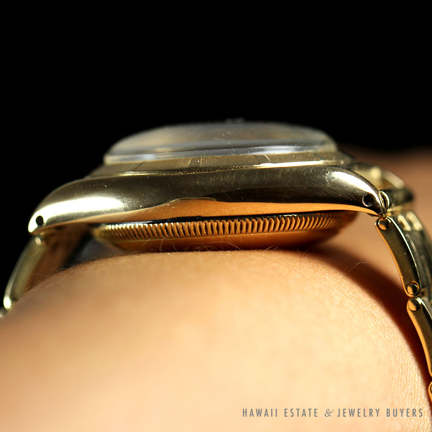 Rolex Bubble Back Oyster Perpetual Brock & Co 14K Yellow Gold Watch 1940s - Image 3