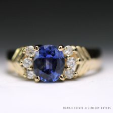 Natural Blue Sapphire & Diamond 14K Yellow Gold Ring w/ Gemologist Appraisal