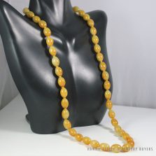 Jade Honey Color 14K Yellow Gold Oblong Bead Necklace 21"