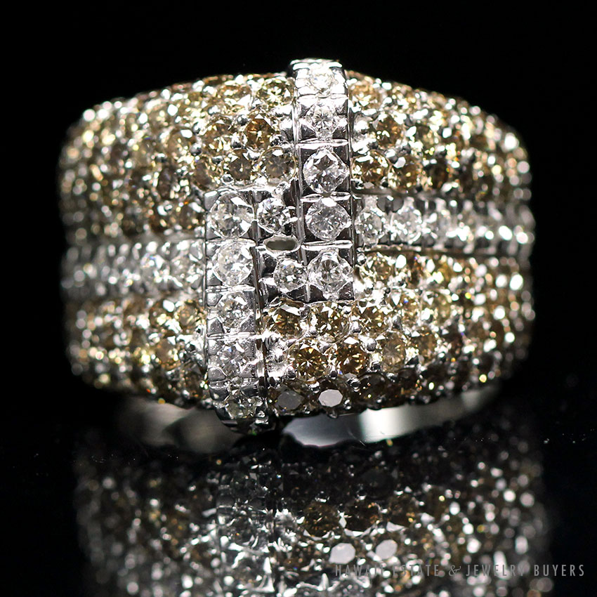 LE VIAN CHOCOLATE DIAMOND 3.23CTW RED CARPET WIDE BAND 18K WHITE GOLD RING
