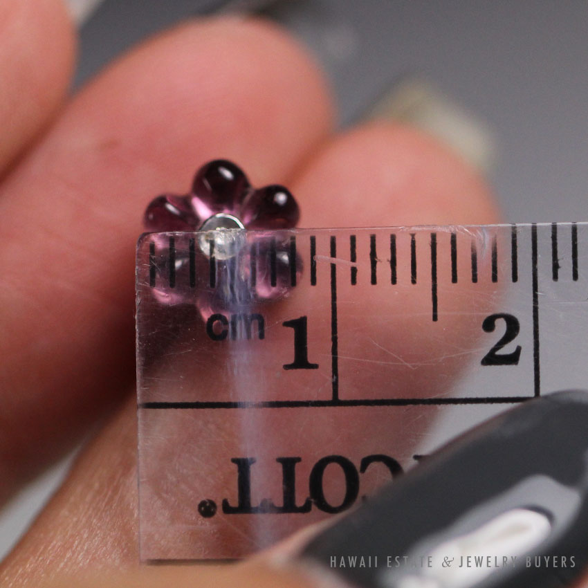 AARON BASHA PINK TOURMALINE & DIAMOND 18K WHITE GOLD STUD EARRINGS W/ BOX + CARD - Image 3