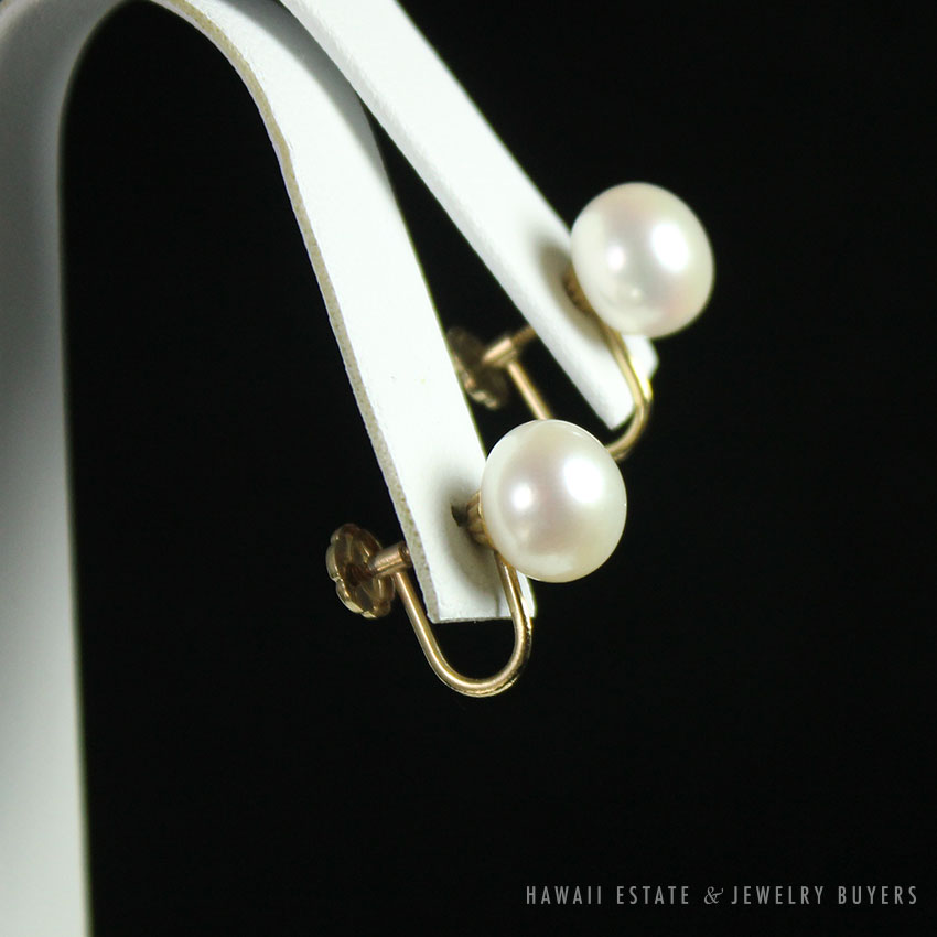 VINTAGE MIKIMOTO AAA AKOYA PEARL 14K BROOCH & SCREW BACK EARRINGS SET - Image 3