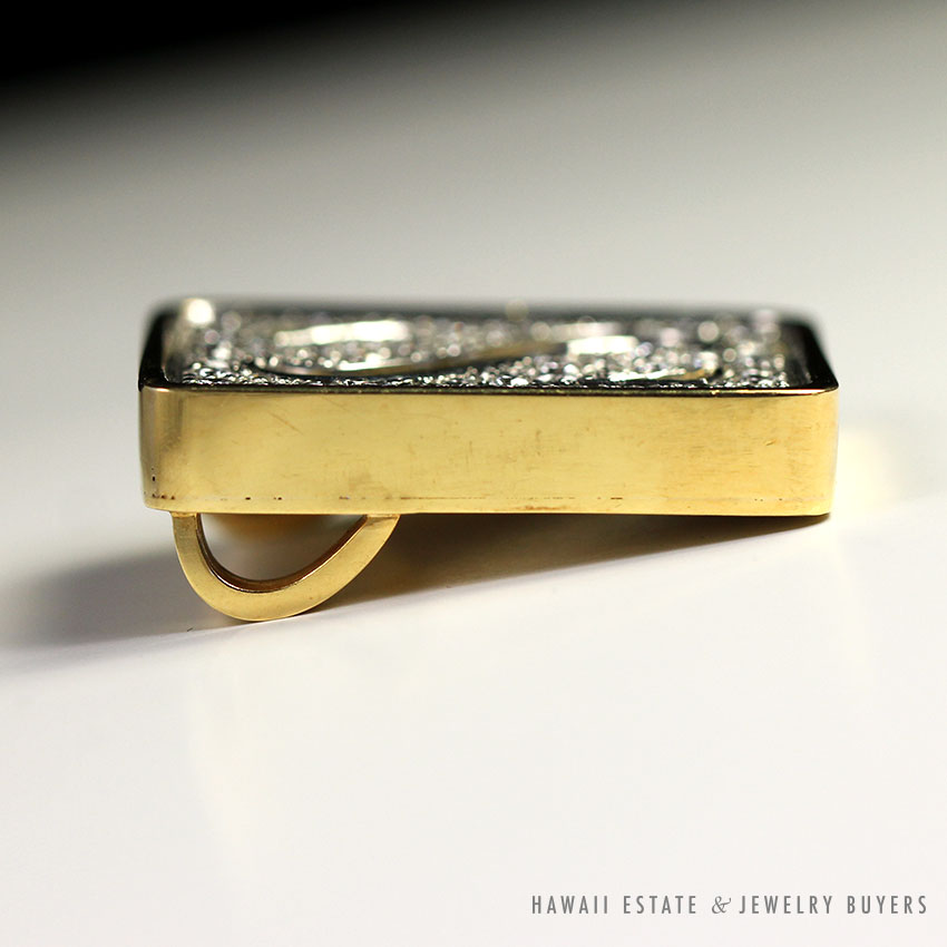 2.25CTW DIAMOND "S" INITIAL PAVE 18K YELLOW GOLD SLIDE PENDANT - Image 2