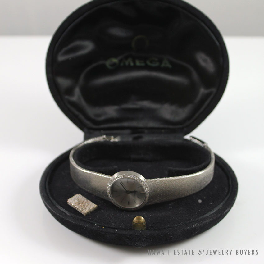 OMEGA DIAMOND 18K WHITE GOLD LADIES WRIST WATCH W/ BOX - Image 2