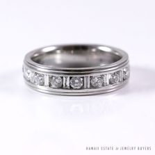 DIAMOND 14K WHITE GOLD MEN'S WEDDING BAND (SZ 9.5)