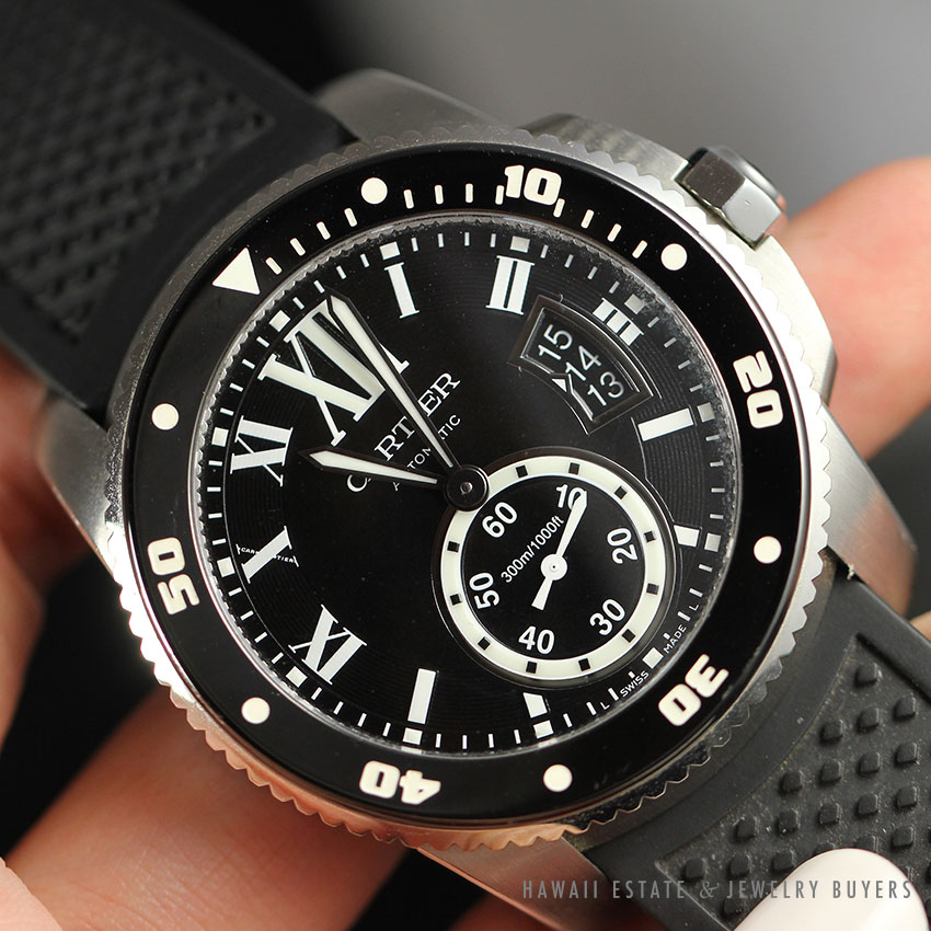 CARTIER CALIBRE DE CARTIER DIVER WATCH W7100056 STAINLESS STEEL RUBBER WATCH