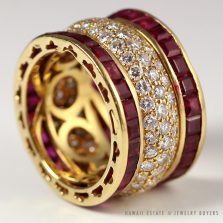 Natural Ruby & 2.79ctw Diamond 18K Yellow Gold Bead Eternity Ring Size 6.25