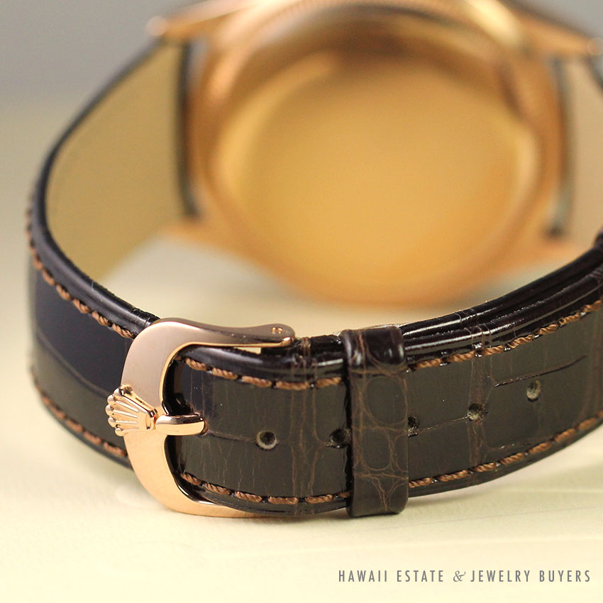 ROLEX CELLINI DUAL TIME ROSE GOLD BROWN LEATHER STRAP WITH BOX & PAPERS - Image 3