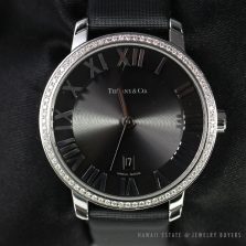 TIFFANY & CO. AUTHENTIC DIAMOND ATLAS DOME STAINLESS STEEL WATCH