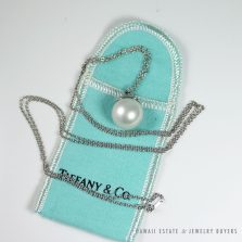 TIFFANY & CO. 15MM SOUTH SEA CULTURED PEARL PLATINUM ELSA PERETTI PENDANT & NECKLACE 32" WITH FOLIO, BOX & PAPER