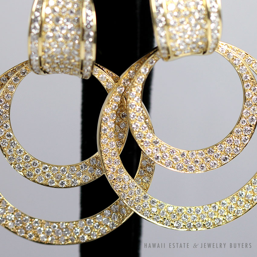 7.95ctw Diamond Pave 18K Yellow Gold Bernard Hurtig Clip Earrings w/ Appraisal - Image 4
