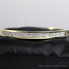 Channel-Set Princess-Cut Diamond 18K Yellow Gold Hinged Bangle Bracelet