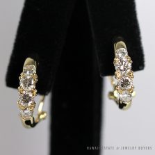 1.32ctw Diamond 18K Yellow Gold Omega Back Post Earrings D Stud Earrings
