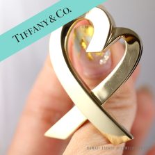 TIFFANY & CO PALOMA PICASSO LOVING HEART 18K YELLOW GOLD BROOCH SIZE LARGE 1.75"