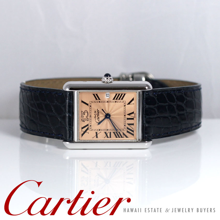 CARTIER TANK MUST DE CARTIER RARE 1 OF 100 ANNIVERSARY 2414 W/ GREEN BOX + PAPER - Image 2