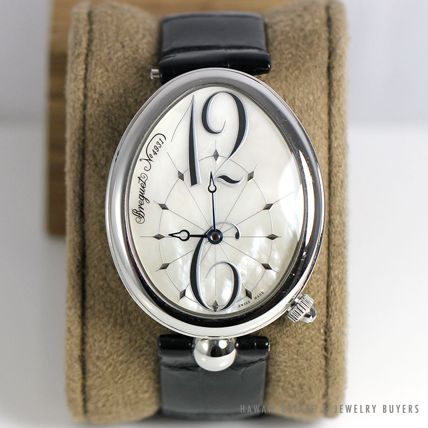 Breguet Reine de Naples Ref 8967 Mother-of-Pearl 44x34.9mm Steel Alligator Watch