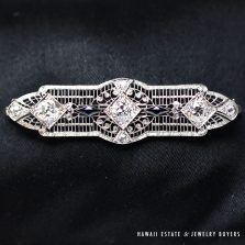 PHENOMENAL ANTIQUE 1920'S 1.95CTW J VS2 DIAMOND AND SAPPHIRE ART DECO BROOCH