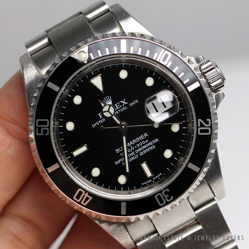 ROLEX SUBMARINER 40MM 16610 BLACK STAINLESS STEEL WATCH W/ ORIGINAL BOX - Image 6