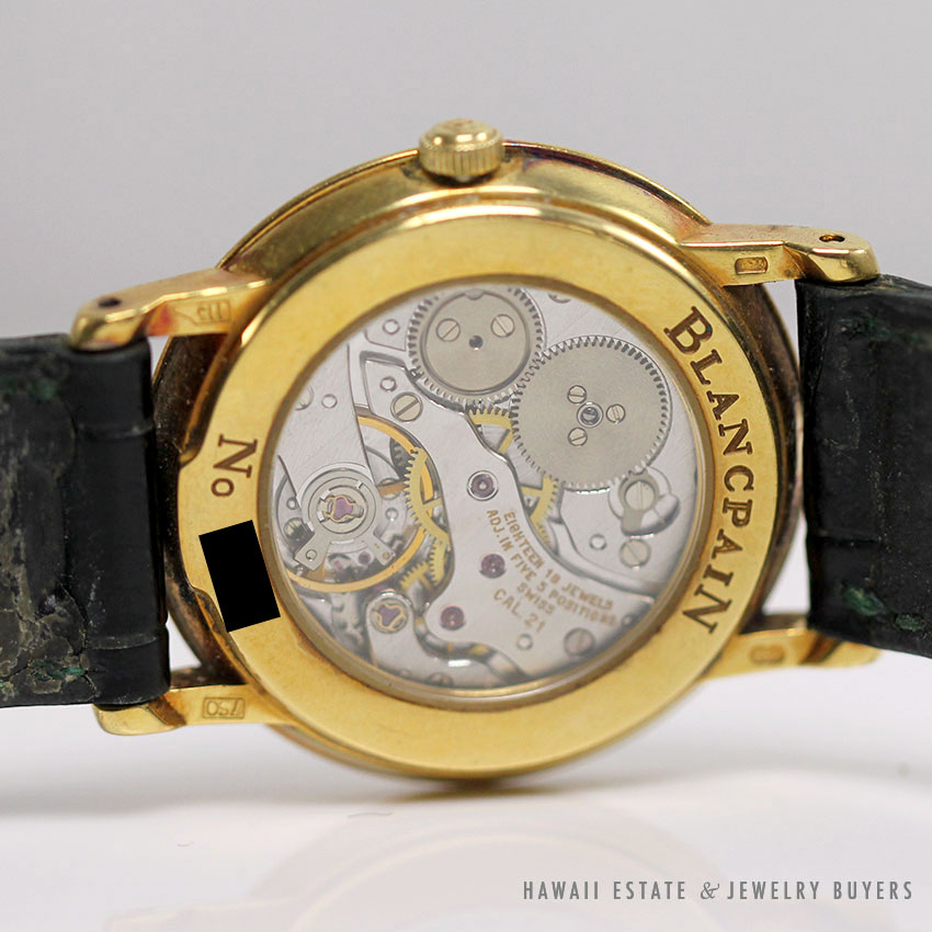 LADIES BLANCPAIN VILLERET 28MM 18K ALLIGATOR MECHANICAL SWISS WATCH w/ APPRAISAL - Image 3