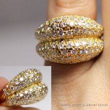 4.14CTW NATURAL DIAMOND THREE-SIDED PAVE 18K YELLOW GOLD DOME RING (SZ 4)