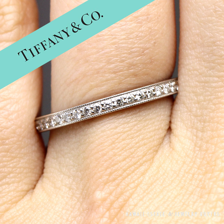 AUTHENTIC TIFFANY & CO. LEGACY 2MM DIAMOND ETERNITY PLATINUM BAND RING SZ 7.5 - Image 2