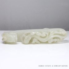 VINTAGE MUTTON FAT JADE CARVED CHINESE DRAGONS BELT BUCKLE PIECE