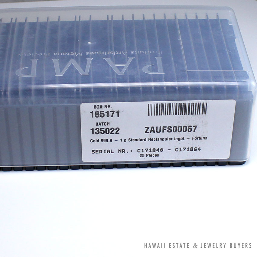 BOX OF 25 PAMP SUISSE 1 GRAM 999.9 LADY FORTUNA VERISCAN (IN ASSAY) - Image 2