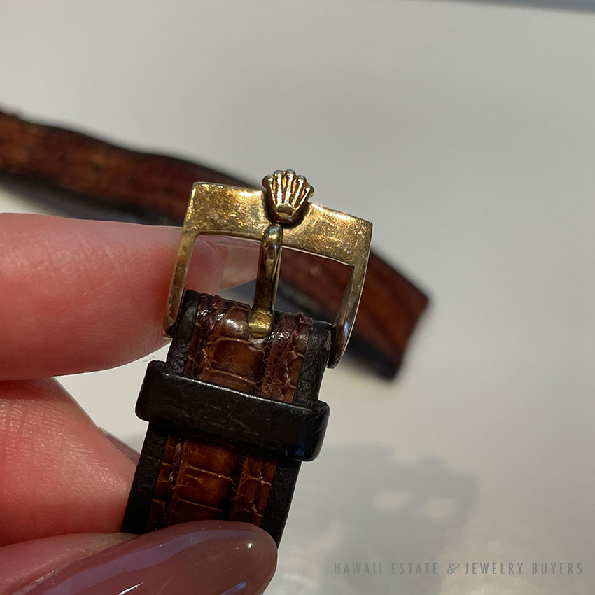 VINTAGE 1964 ROLEX OYSTER PERPETUAL REF 6548 TWO TONE WRIST WATCH LEATHER STRAP - Image 4