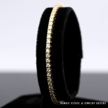 2.10CTW H/I SI1 ROUND BRILLIANT DIAMOND 14K YELLOW GOLD TENNIS BRACELET