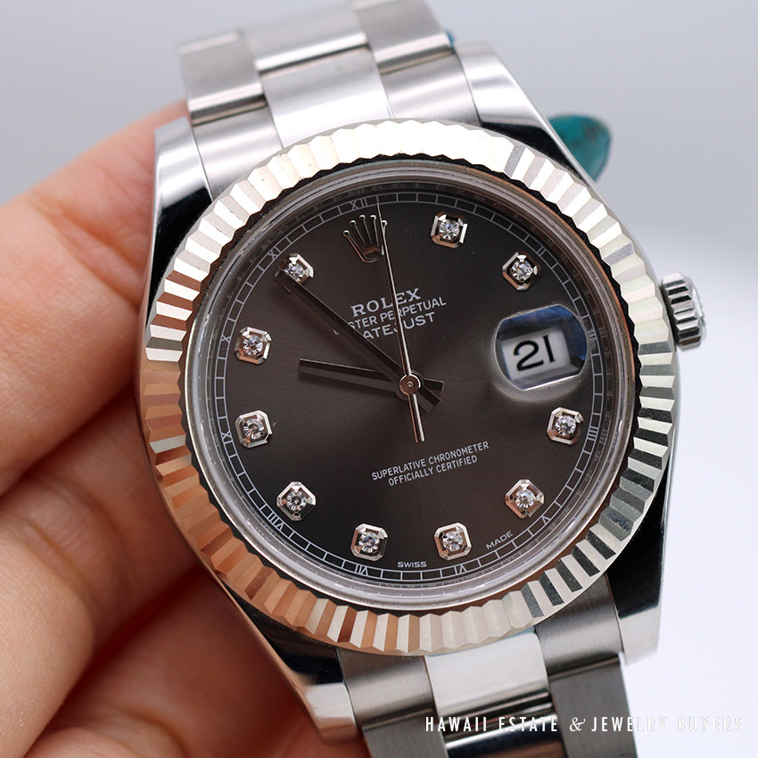 2017 ROLEX DATEJUST 116334 41MM DARK RHODIUM DIAMONDS SS WATCH W/ BOX & ACCS - Image 3