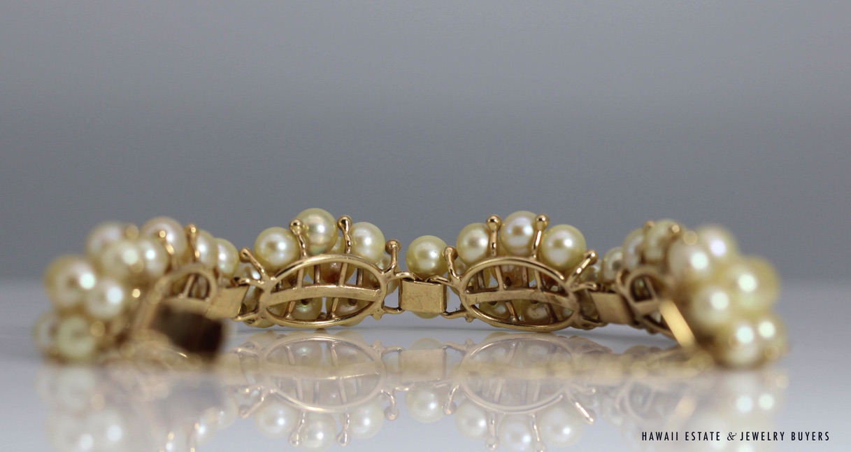 RARE MING'S 14KYG CHAMPAGNE CULTERED PEARL RING & BRACELET SET - Image 7