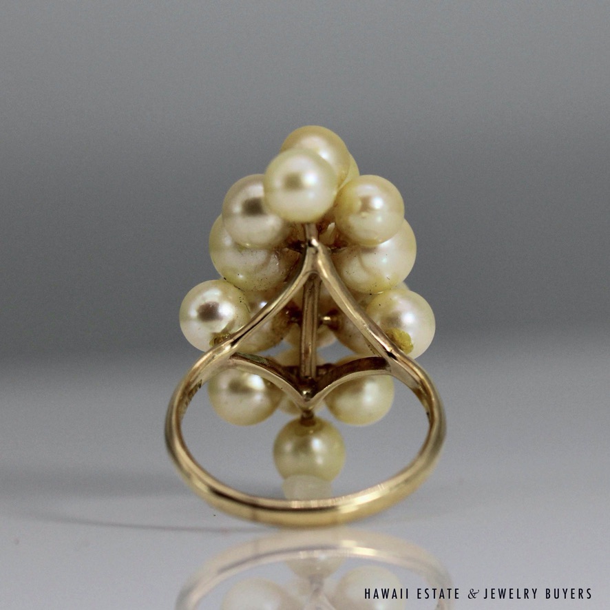 RARE MING'S 14KYG CHAMPAGNE CULTERED PEARL RING & BRACELET SET - Image 8