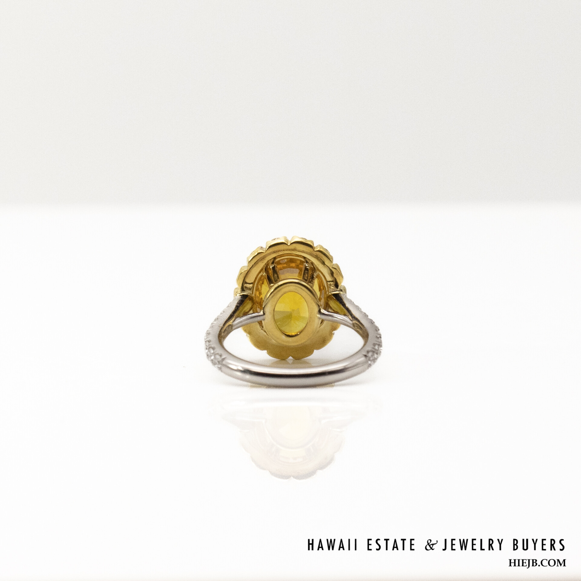 GIA CERTIFIED 5.6g 18K2T 4.30ct ORANGY YELLOW SAPPHIRE OVAL 1.09ctw DIAMOND VS/GH HELENA RING SIZE 5 - Image 6