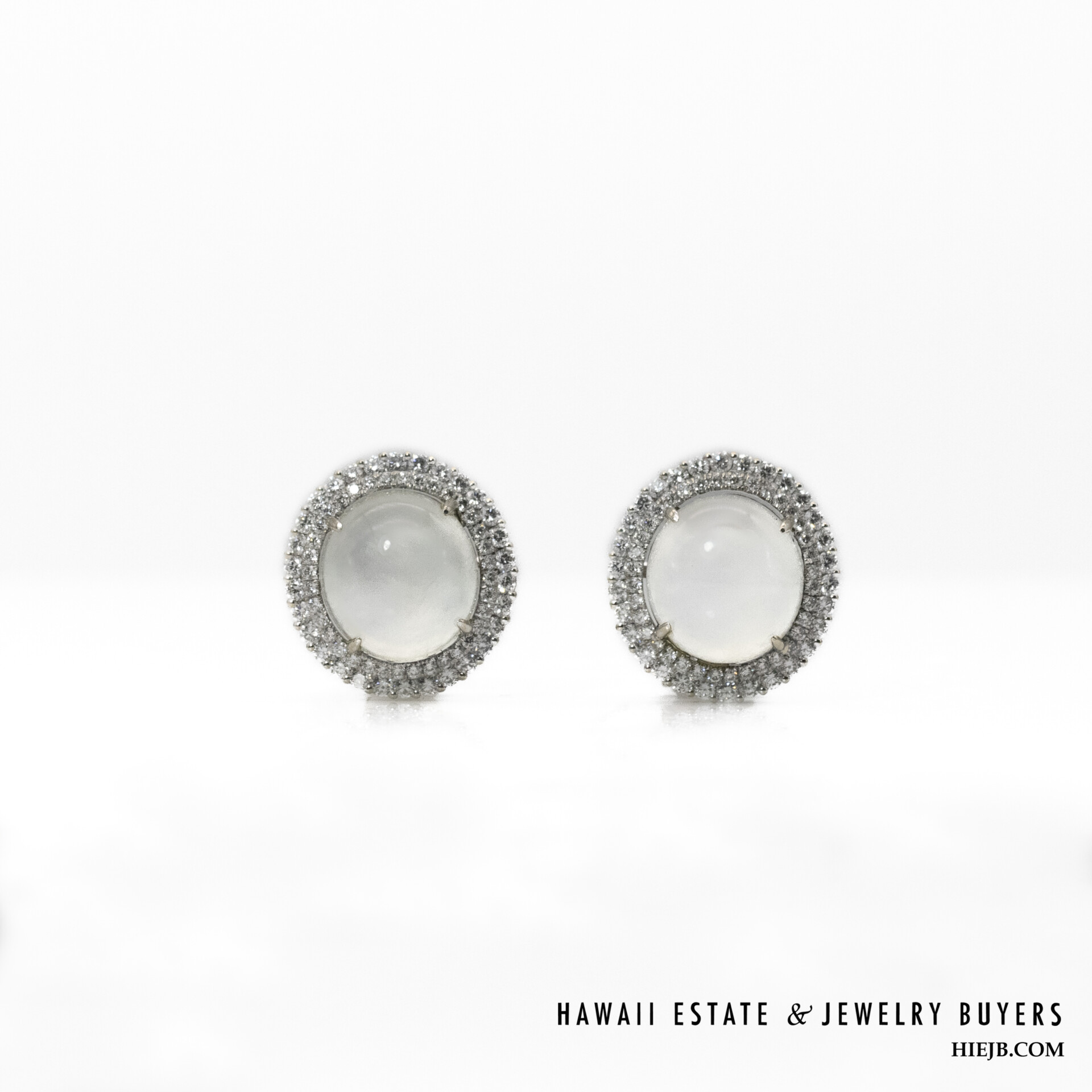 11.1g 14KWG Ice Jade 2ctw Diamond Clip on Earrings