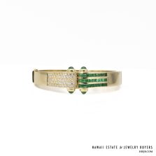 43.3g 18KYG 3.5ctw EMERALD 1.5ctw DIAMOND BRACELET SIZE 6.5