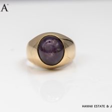 GIA 15.3g 14KYG 14ct PURPLE-RED STAR SAPPHIRE GENTS RING SIZE 10.5