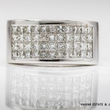 14.6g 18KWG 2.50ctw INVISIBLE SET PRINCESS CUT DIAMOND RING SIZE 7.5