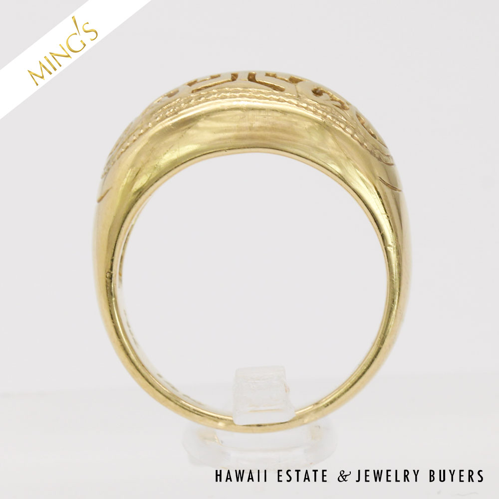 MING'S 4.8g 14KYG SHOU 8.5mm DOMED RING SIZE 6 - Image 5