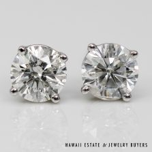 1.3g 14K WHITE GOLD 1.10ctw I1/H DIAMOND SCREWBACK EARRINGS