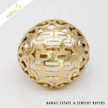 MING'S 3.8g 14KYG DOME RING CHINESE CHARACTER SIZE 4 w/ BOX