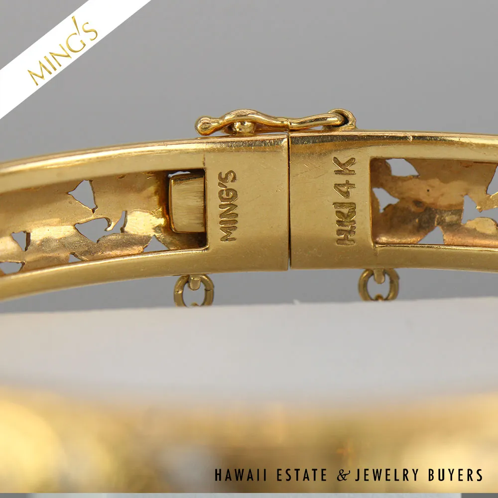 MING'S PHOENIX HINGED BANGLE 15.8g 14K YELLOW GOLD BRACELET - Image 3