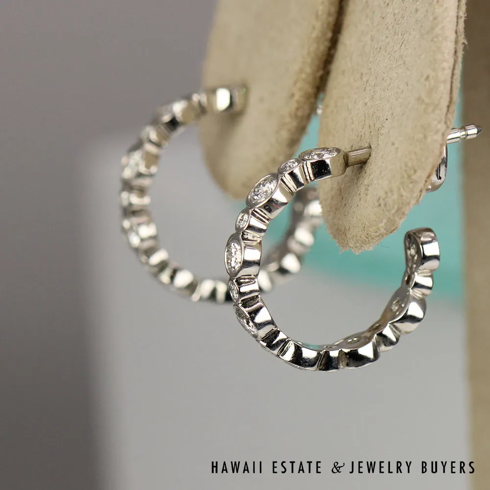 AUTHENTIC TIFFANY & CO. JAZZ 1.10ctw DIAMOND PLATINUM HOOP EARRINGS - Image 4