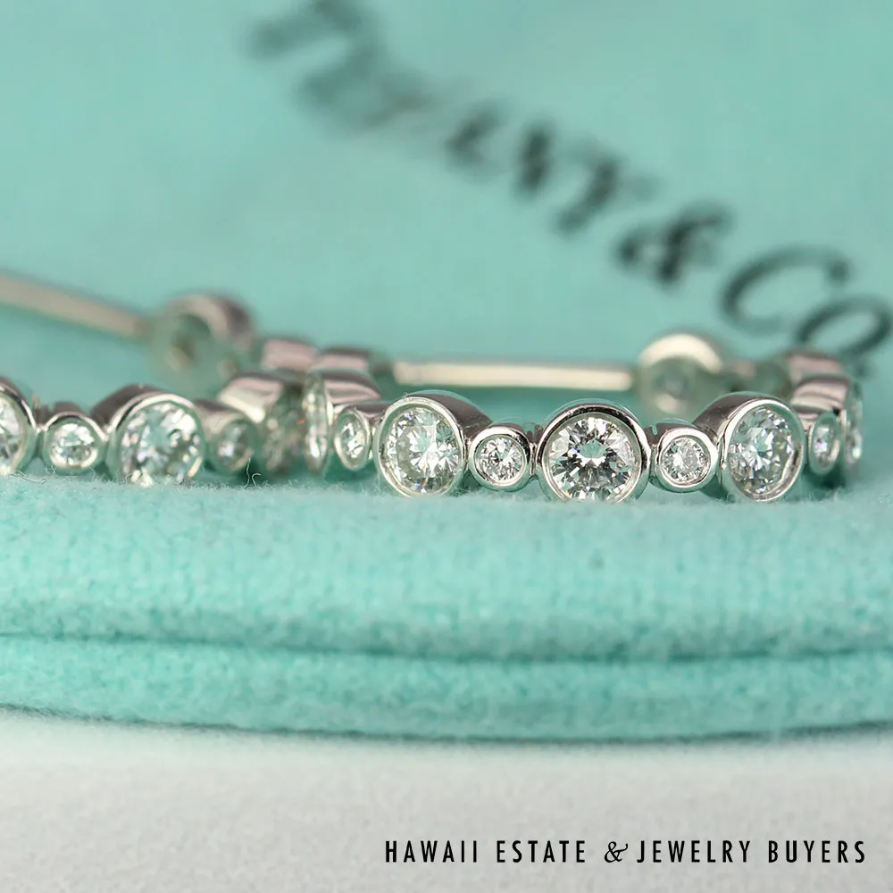 AUTHENTIC TIFFANY & CO. JAZZ 1.10ctw DIAMOND PLATINUM HOOP EARRINGS - Image 2