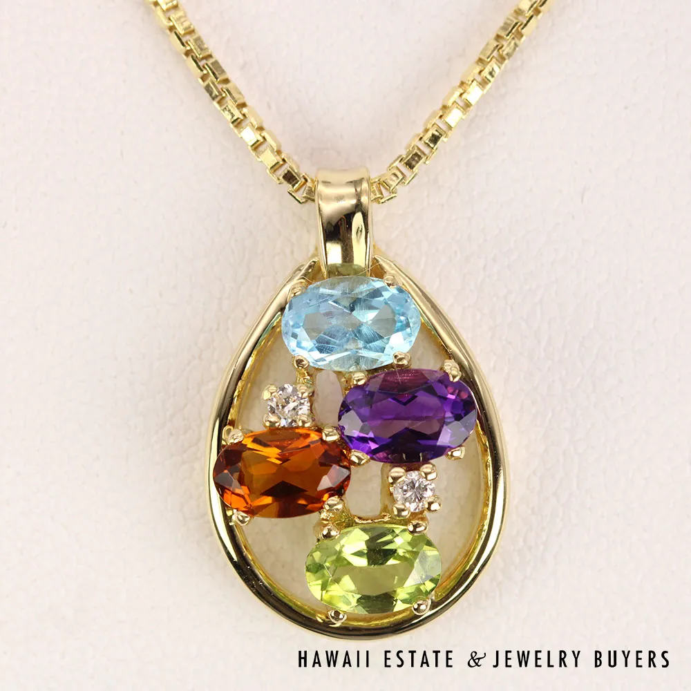 H.Stern マルチカラーペンダントトップ Vintage H Stern Multi Color Gemstones Necklace And Ring 18K Yellow