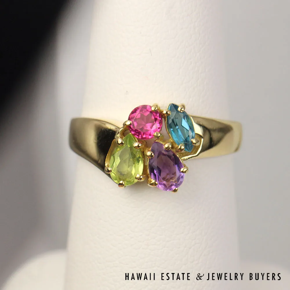 Vintage H Stern Multi Color Gemstones Necklace And Ring 18K Yellow Gold Set - Image 2