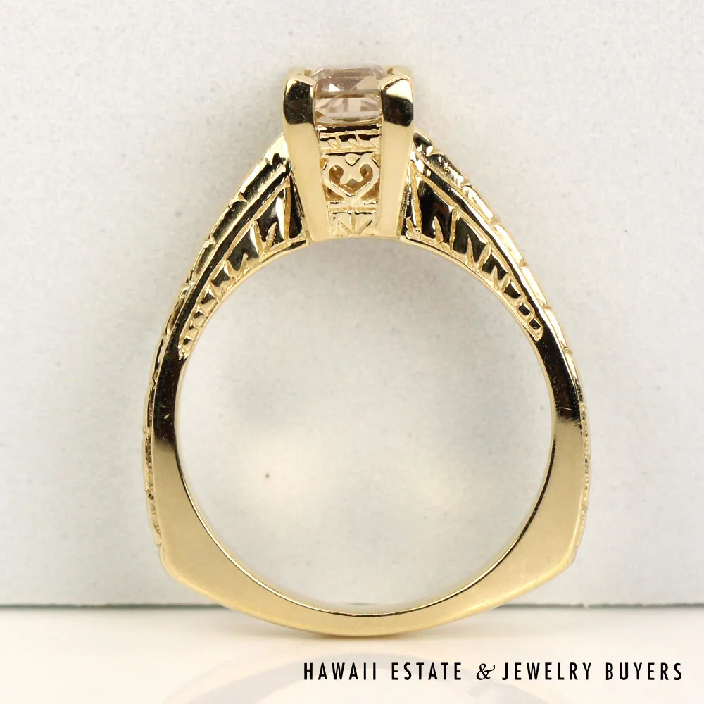 Princess Cut Diamond 14K Yellow Gold Solitaire Ring Size 6.25 - Image 3