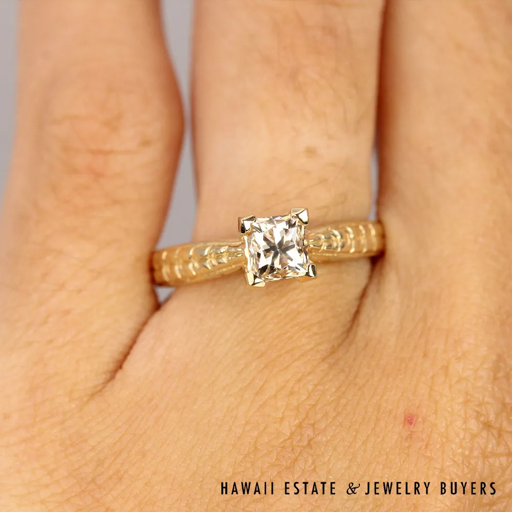 Princess Cut Diamond 14K Yellow Gold Solitaire Ring Size 6.25 - Image 2